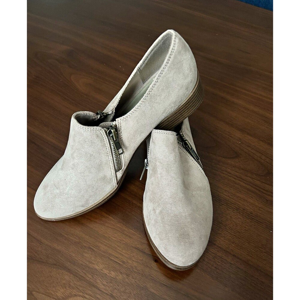 American Eagle Women’s Gray Suede Slip-On Flats Comfort Zipper Accent Size 7